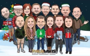 a group caricature christmas card