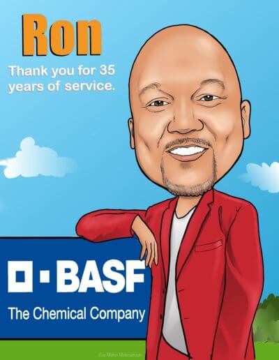 Retirement caricature for BASF employee