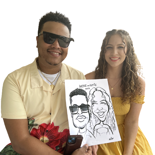 Charlotte couples with caricature.