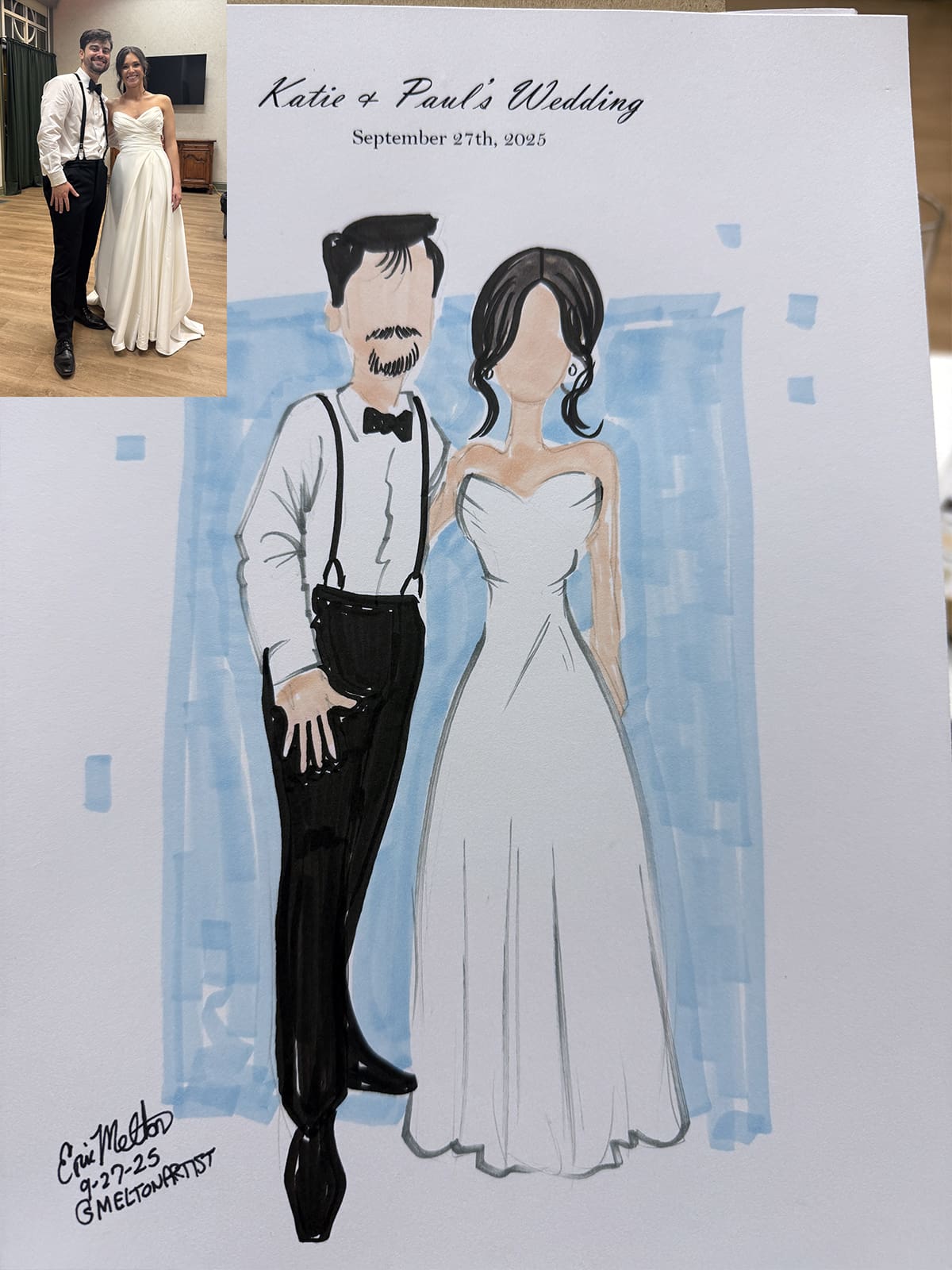 Fashion Wedding Sketch of bride and groom