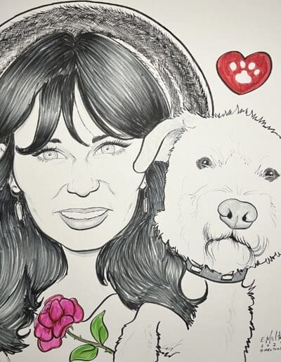 Caricature ofZooey Deschanel and "merv"