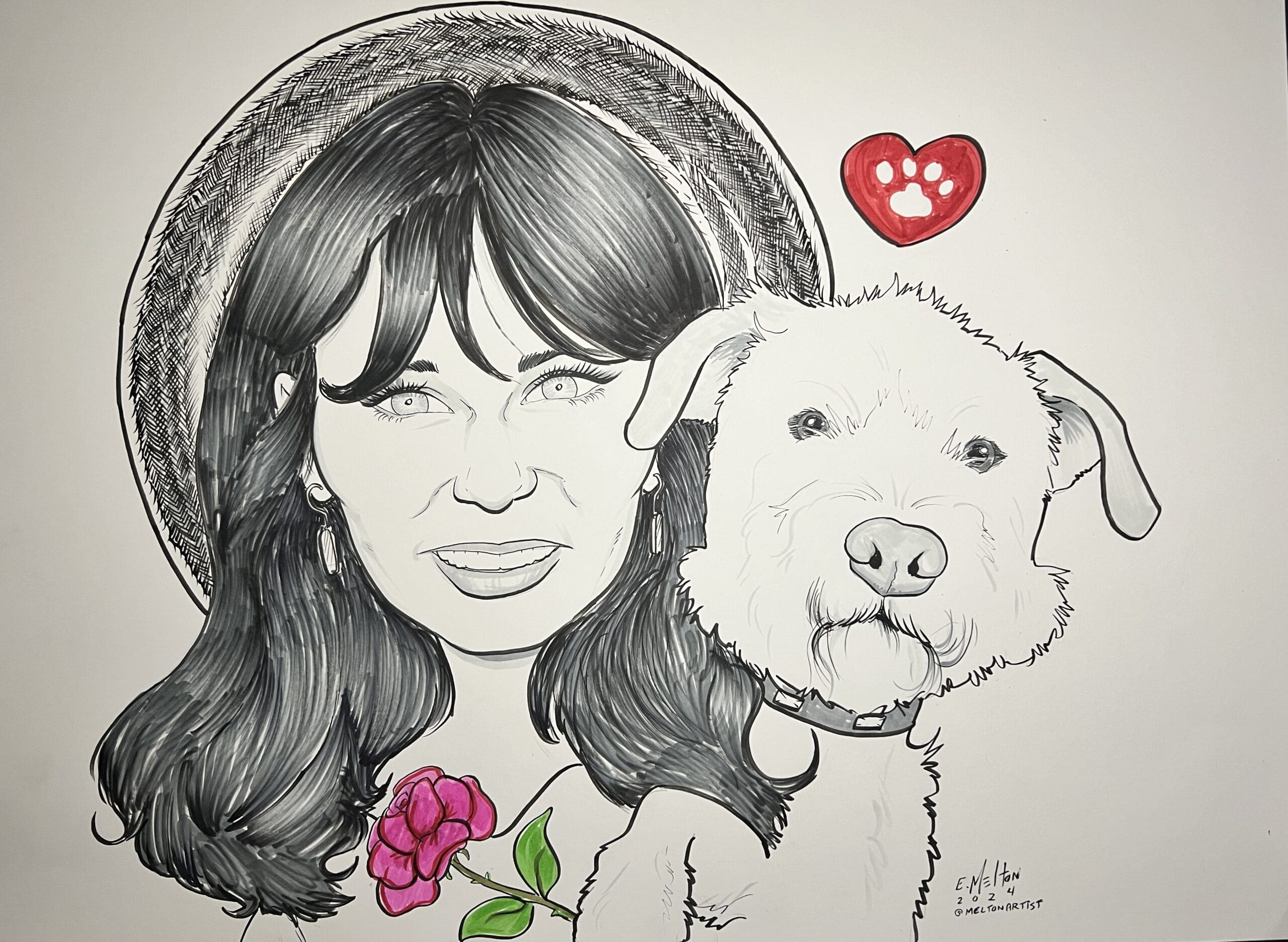 Caricature ofZooey Deschanel and "merv"